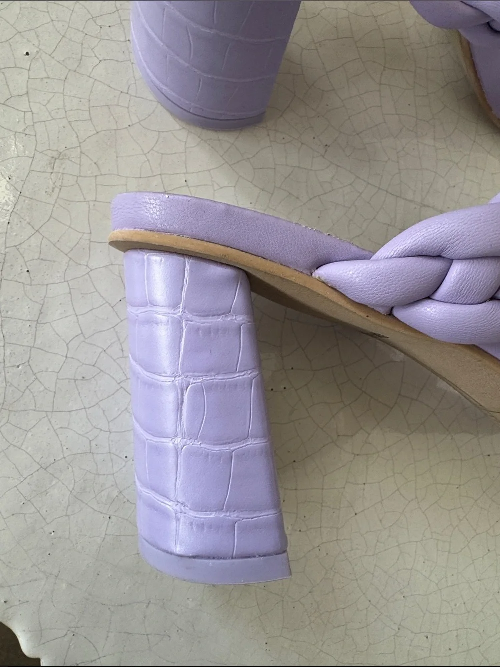 Dolce Vita Lilac/Lavender Braided Block Heel Sandals Square Open Toe Size 8 NWOB